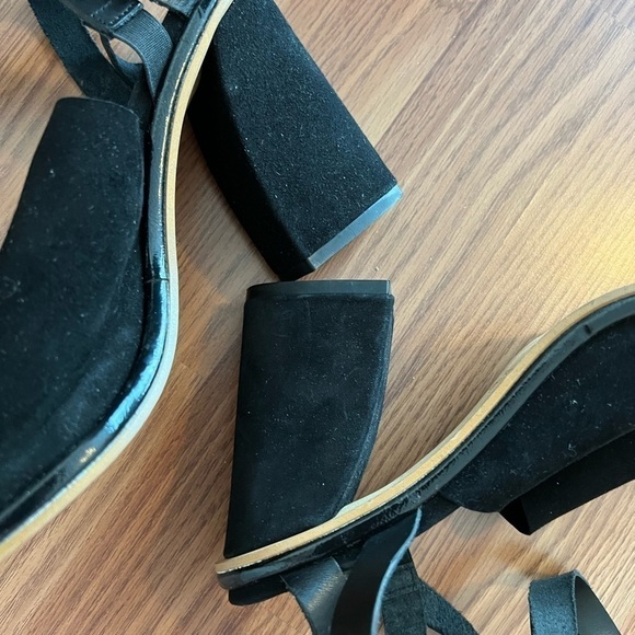 Free People See Ya There Heel Suede Sandals Size 40 Black Fall Block - Picture 14 of 15